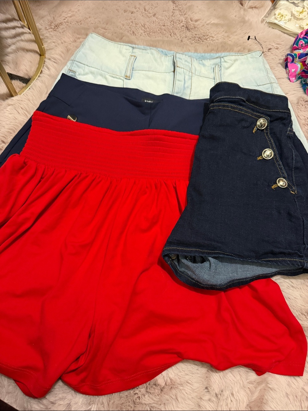 Bundle navy blue , Red High-Waist  and Jean Shorts